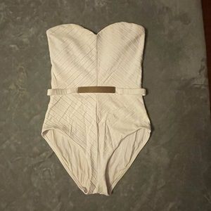 Flattering white strap or strapless bathing suit